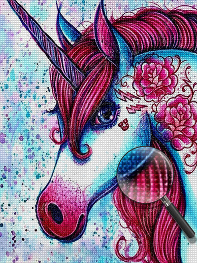 Einhorn mit roten Haaren Diamond Painting