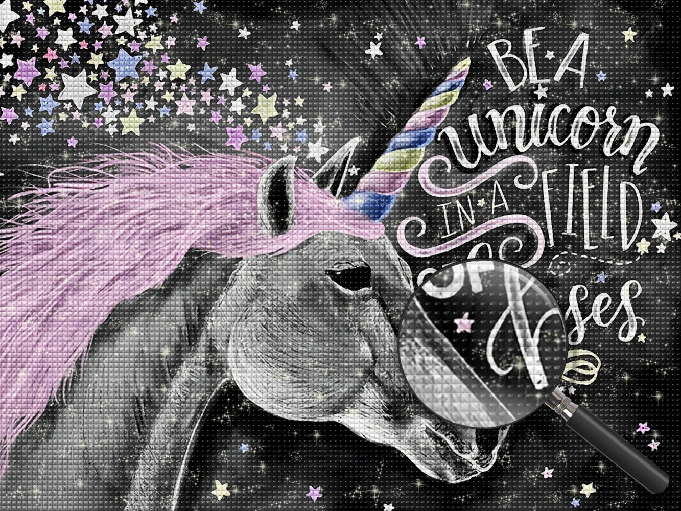 Einhorn und Sterne Diamond Painting