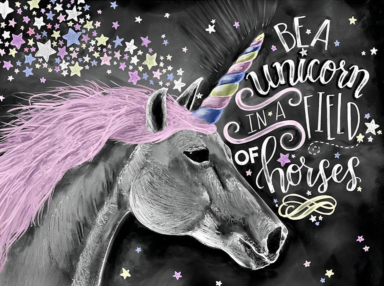 Einhorn und Sterne Diamond Painting