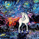 Einhorn unter Sternen und Mond Diamond Painting