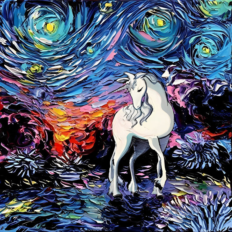 Einhorn unter Sternen und Mond Diamond Painting