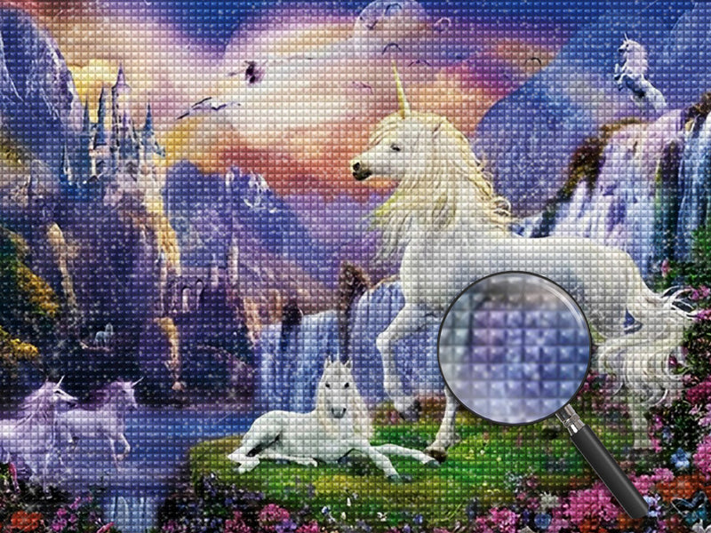 Einhornfamilie im Tal Diamond Painting