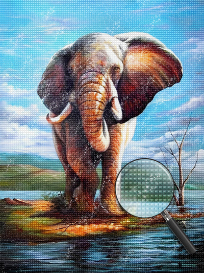 Einsamer Elefant am Ufer Diamond Painting