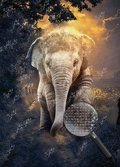 Einsamer Elefant im Wald Diamond Painting