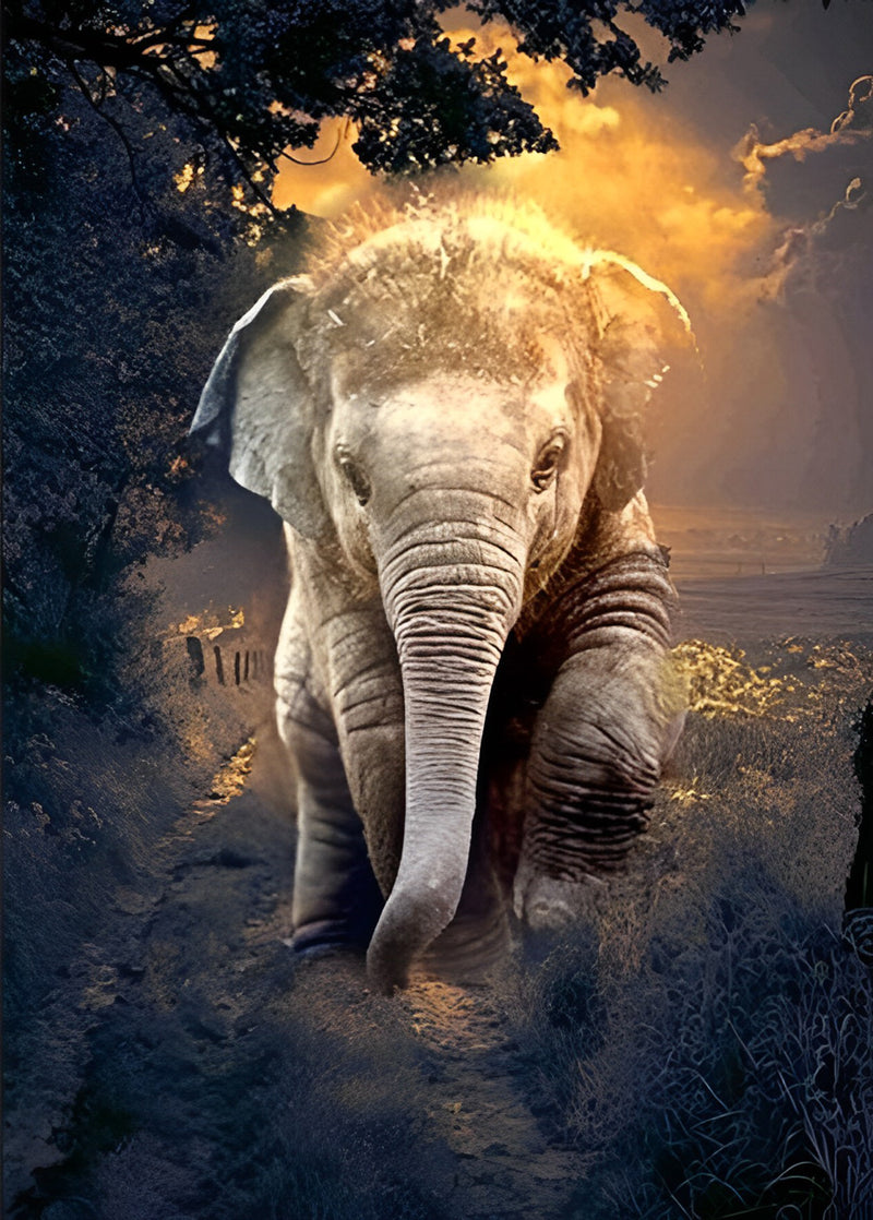 Einsamer Elefant im Wald Diamond Painting