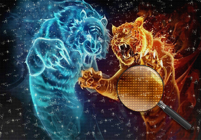 Eis- und Feuer-Tiger Diamond Painting