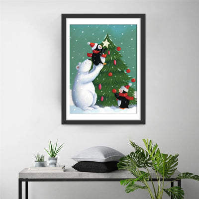 Eisbär Pinguine Weihnachtsbaum Diamond Painting