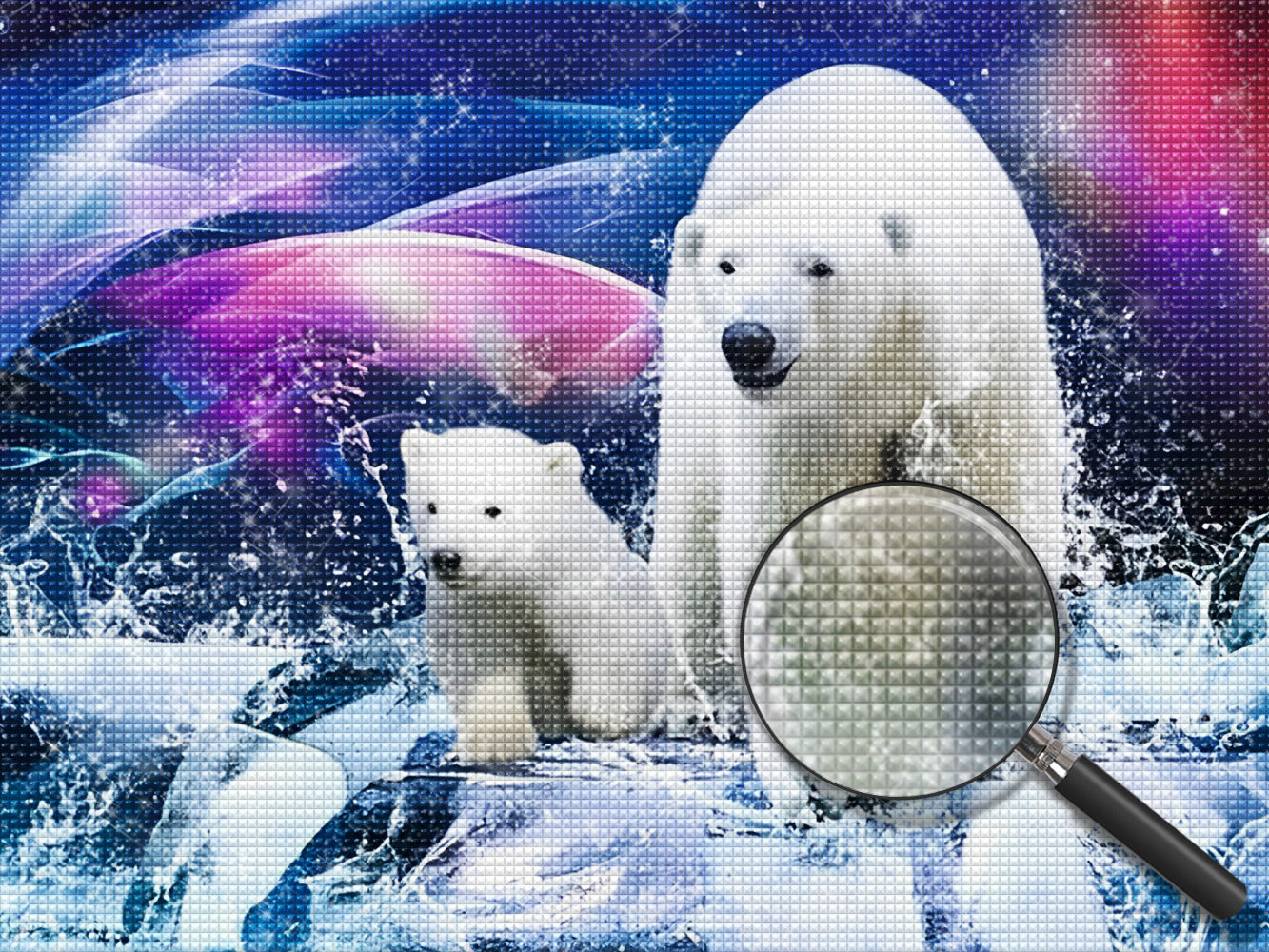 Eisbären im Polarlicht Diamond Painting