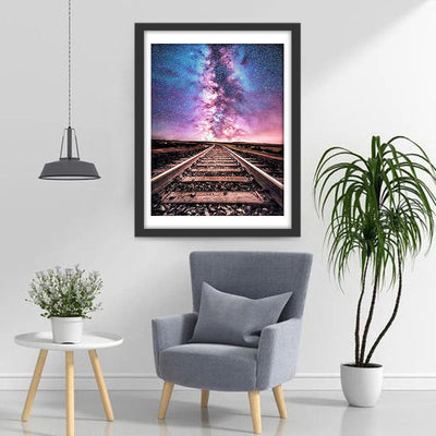 Eisenbahn unter dem Sternenhimmel Diamond Painting