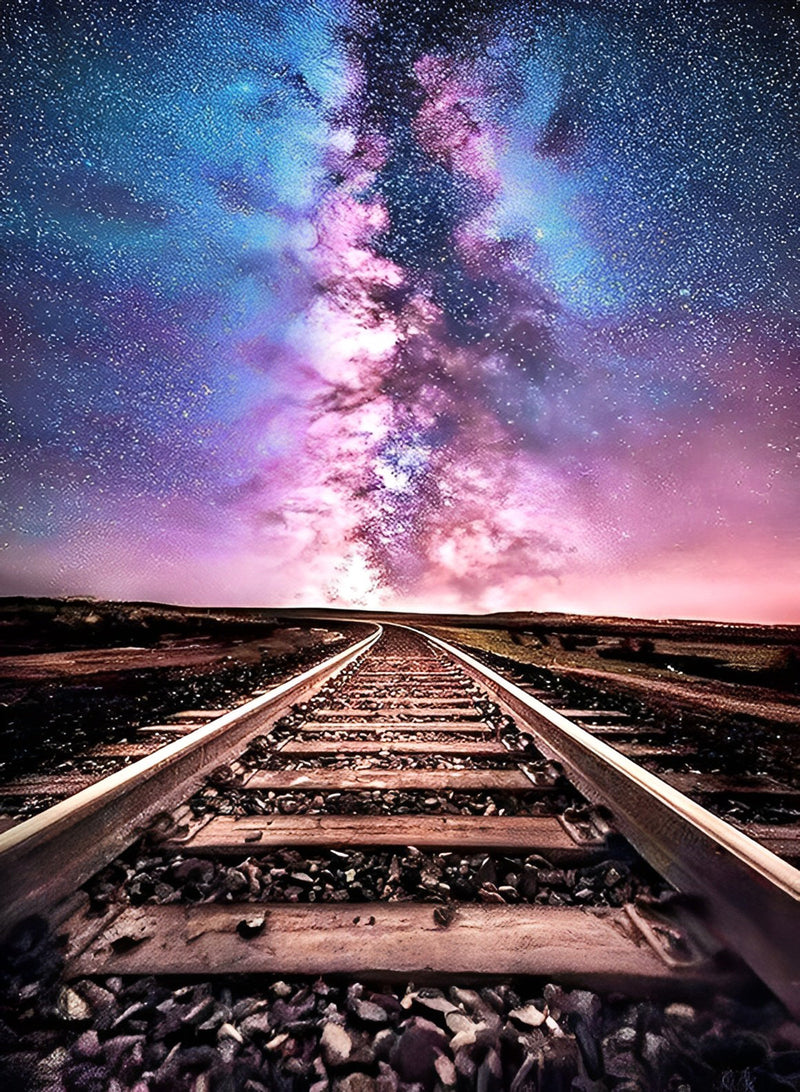 Eisenbahn unter dem Sternenhimmel Diamond Painting