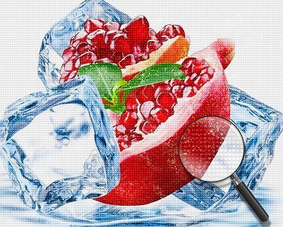 Eiswürfel und rote Granatäpfel Diamond Painting