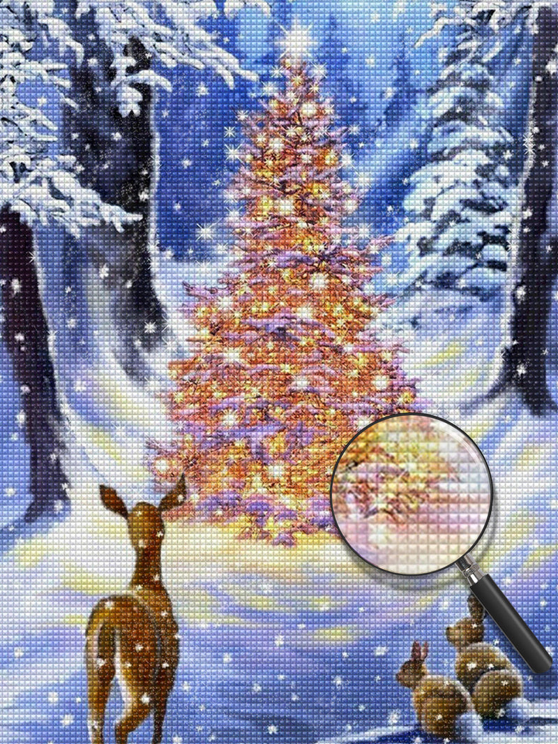 Elch Kaninchen Weihnachtsbaum Diamond Painting