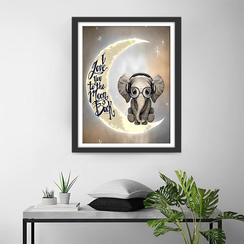 Elefant auf dem Mond Diamond Painting