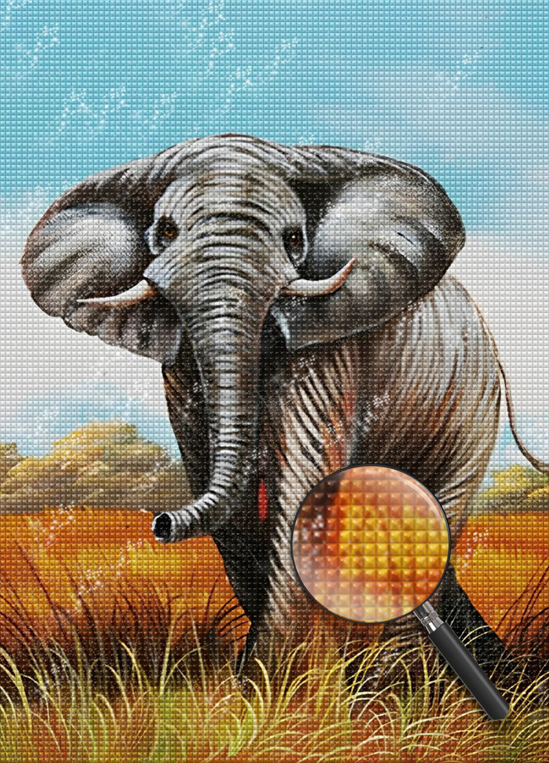 Elefant auf der Wiese Diamond Painting