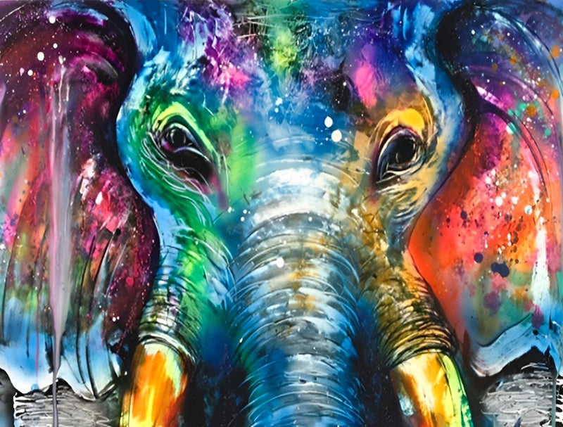 Elefant in bunten Farben Diamond Painting