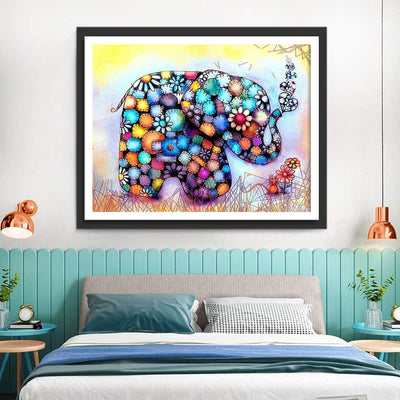 Elefant mit Blumen Diamond Painting