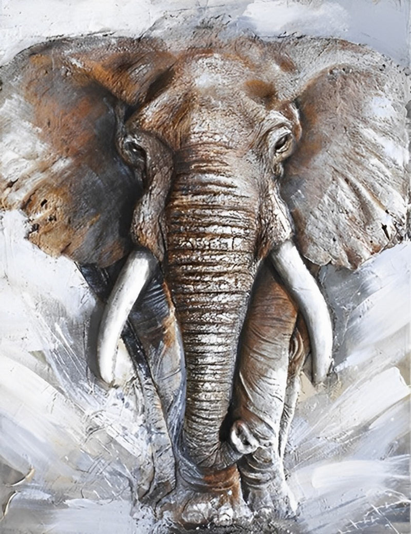 Elefant mit langen Stoßzähnen Diamond Painting