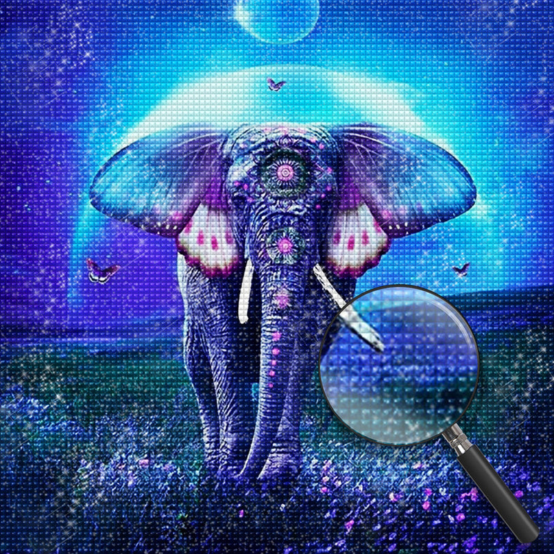 Elefant mit lila Schmetterlingsohren Diamond Painting