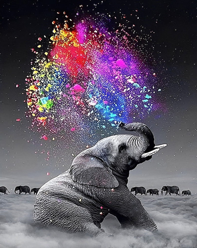 Elefant mit Pigmenten Diamond Painting