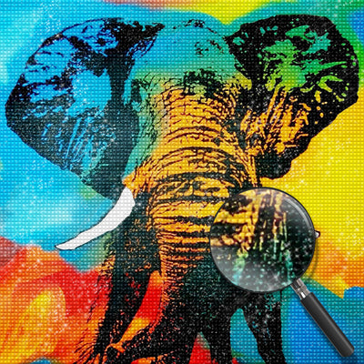 Elefant und bunter Hintergrund Diamond Painting