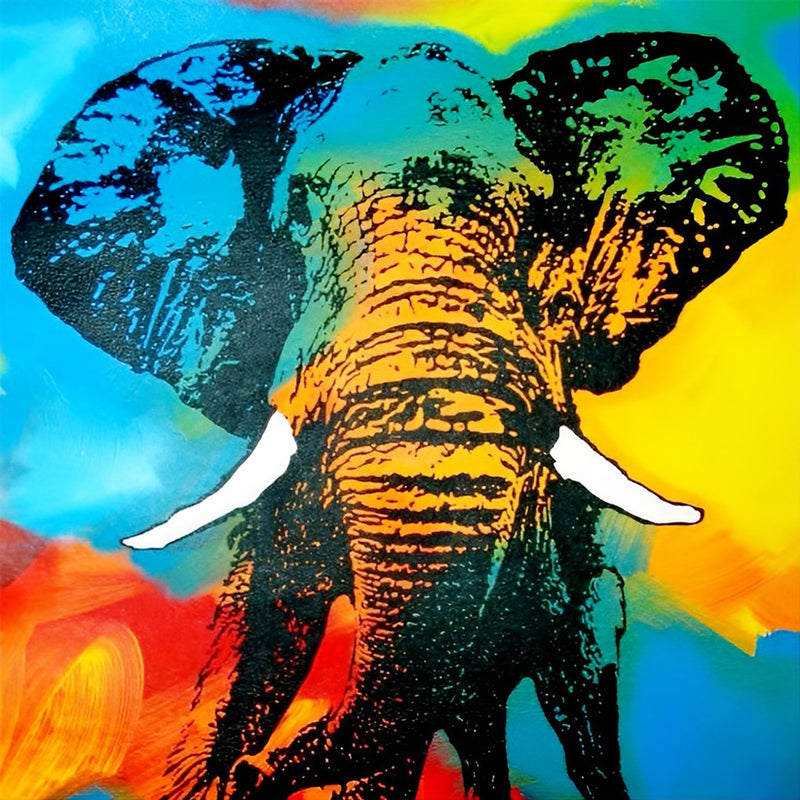 Elefant und bunter Hintergrund Diamond Painting