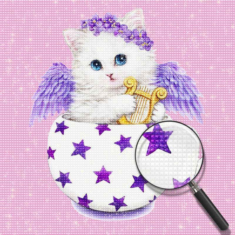 Engel-Katze in der Tasse Diamond Painting