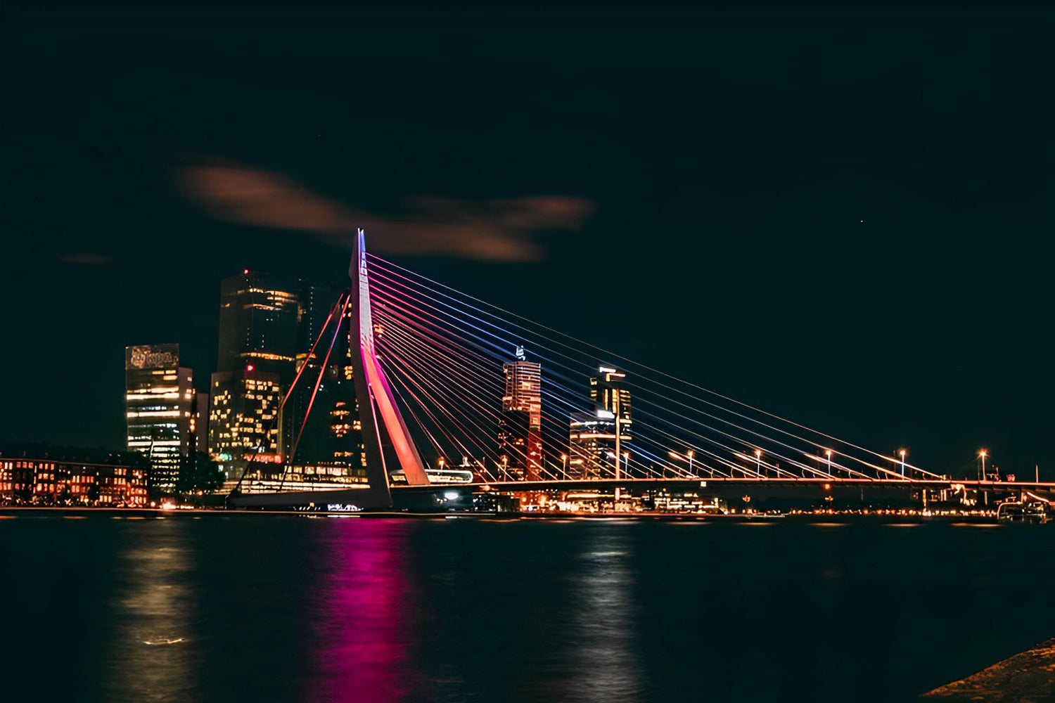 Erasmusbrücke in der Nacht Diamond Painting