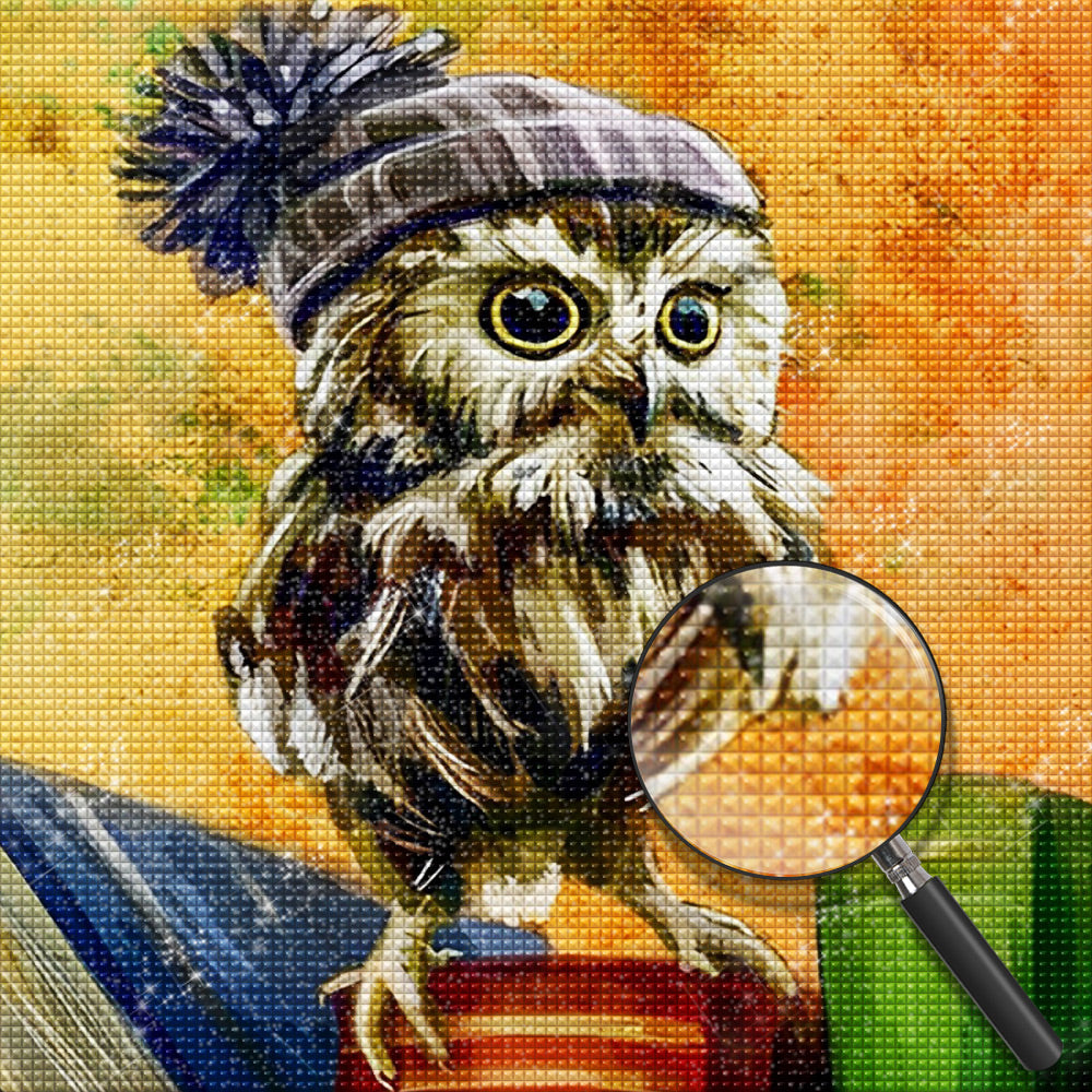 Eule mit Hut Diamond Painting