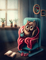 Eule mit Kaffee Diamond Painting