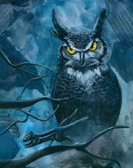 Eule unter dunklen Wolken Diamond Painting