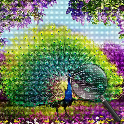 Fächer spreizender grüner Pfau Diamond Painting