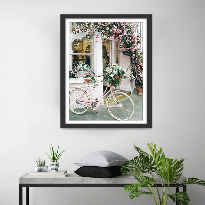 Fahrrad vor dem Blumenladen Diamond Painting