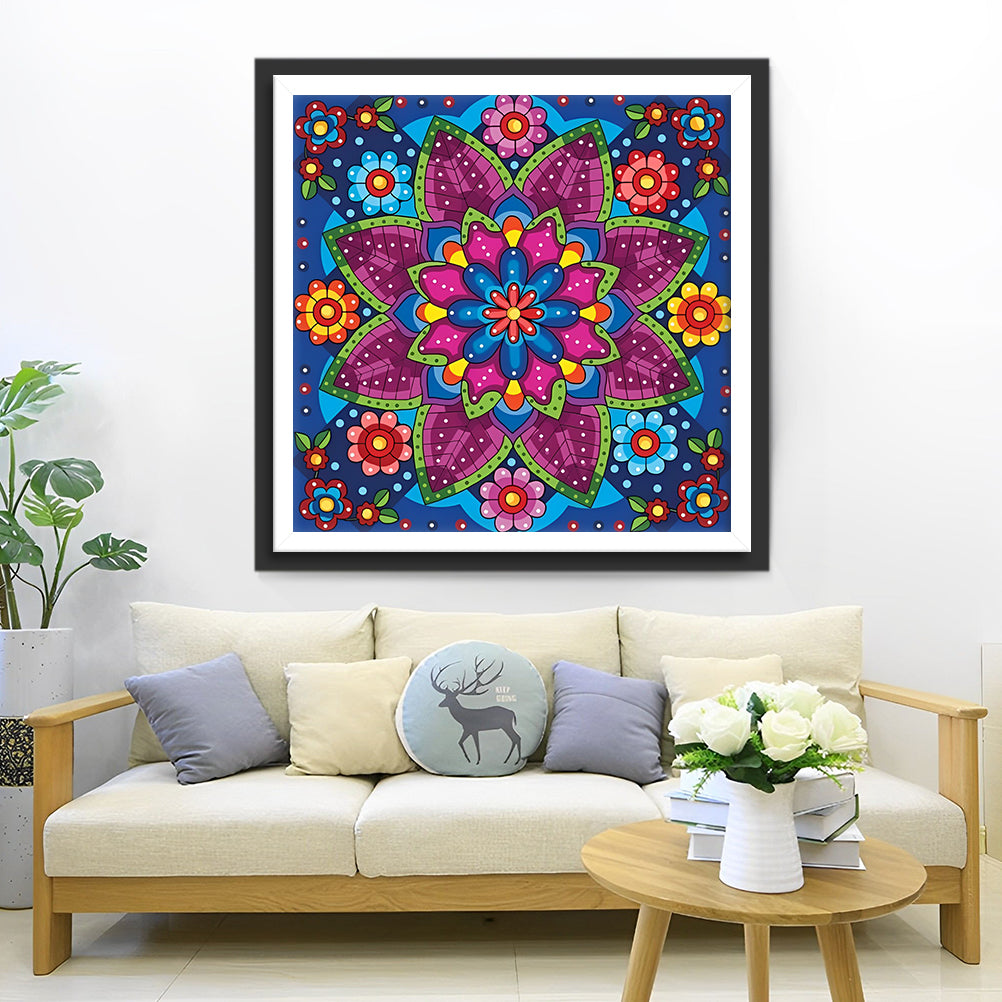 Farbige Blumen Mandala Diamond Painting