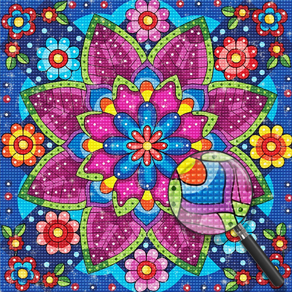 Farbige Blumen Mandala Diamond Painting