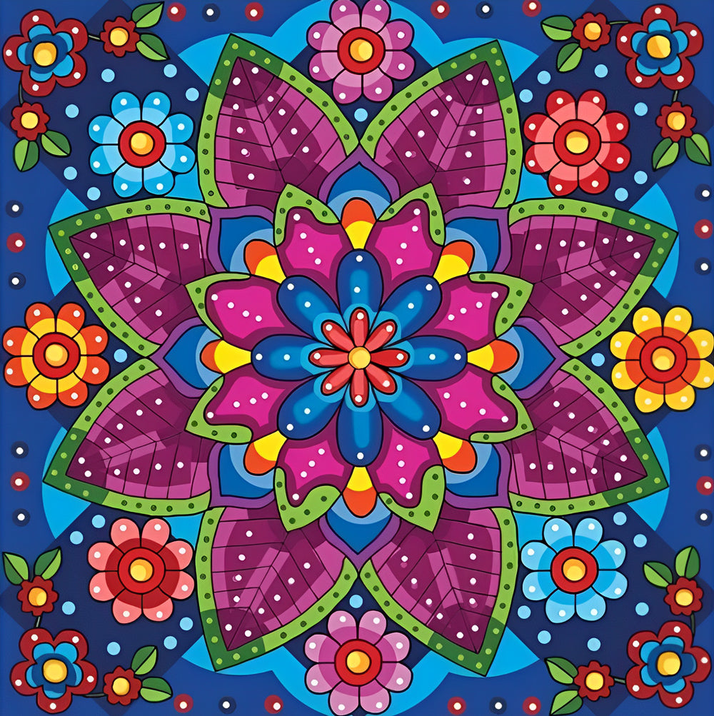 Farbige Blumen Mandala Diamond Painting