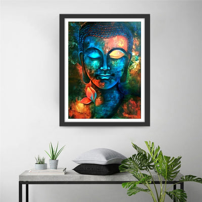 Farbige Buddhafigur und Blume Diamond Painting