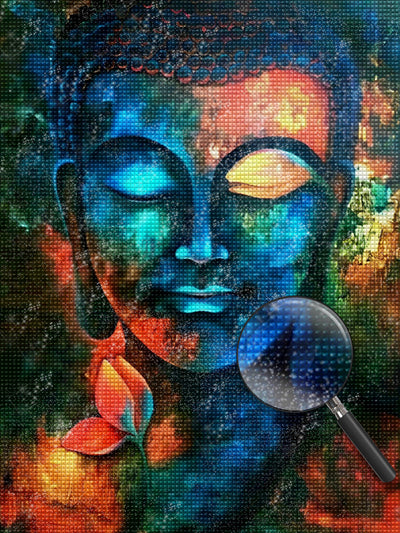 Farbige Buddhafigur und Blume Diamond Painting