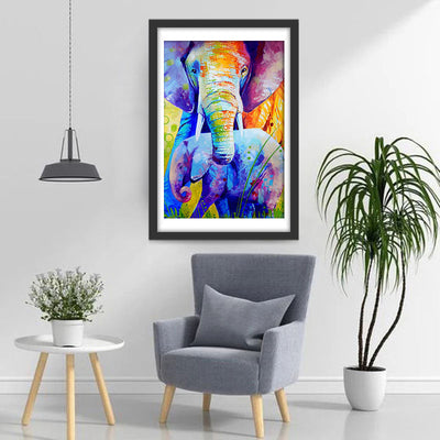 Farbige Elefantmutter und junger Elefant Diamond Painting