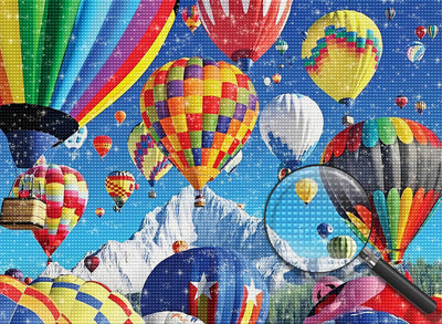 Farbige Heißluftballons über Schneeberg Diamond Painting