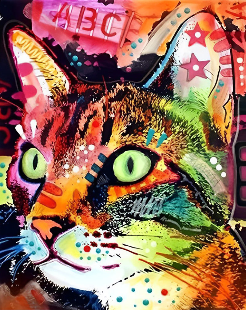 Farbige Katze Diamond Painting