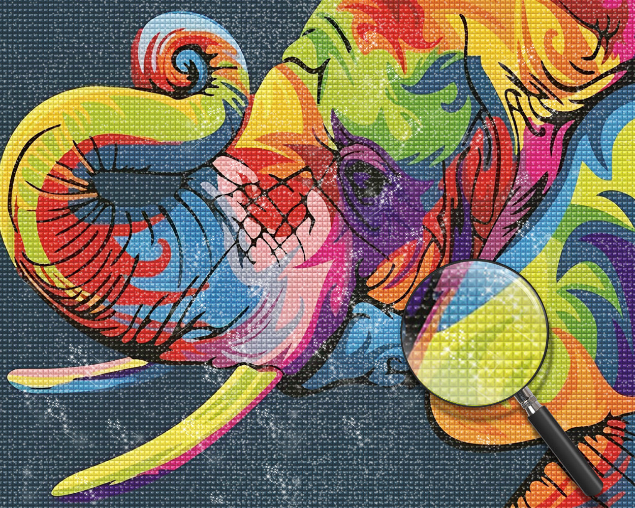 Farbiger Cartoon-Elefant Diamond Painting