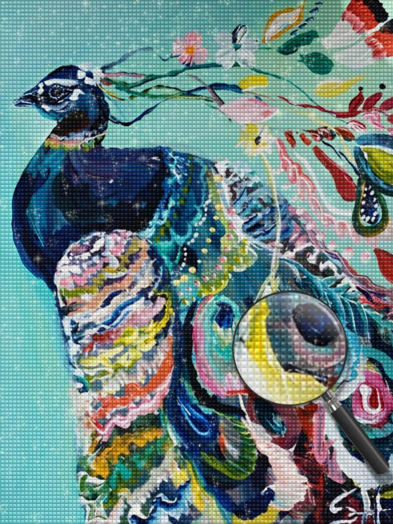 Farbiger Pfau Diamond Painting