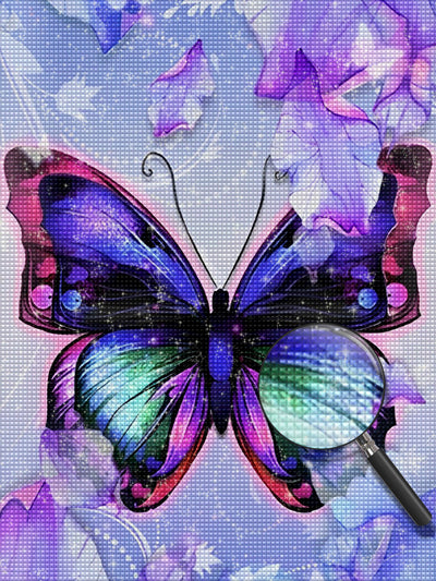 Farbiger Schmetterling und Blütenblätter Diamond Painting