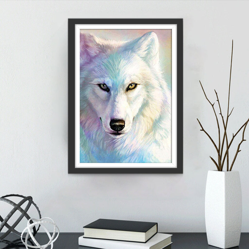 Farbiger Schneewolf Diamond Painting