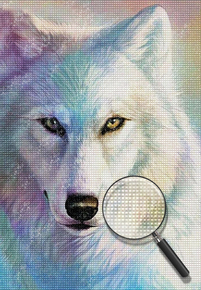 Farbiger Schneewolf Diamond Painting