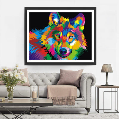 Farbiger Wolf Diamond Painting