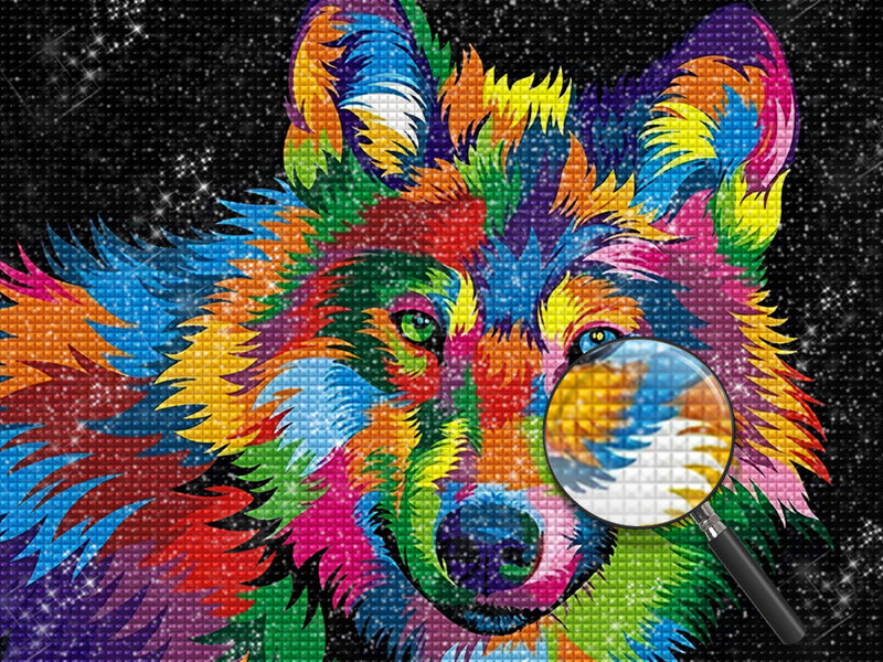 Farbiger Wolf Diamond Painting