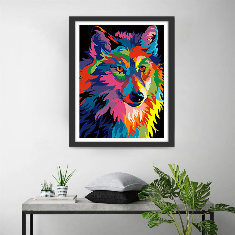 Farbiger Wolf Diamond Painting