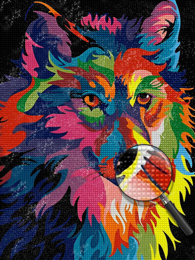 Farbiger Wolf Diamond Painting