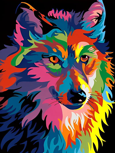 Farbiger Wolf Diamond Painting